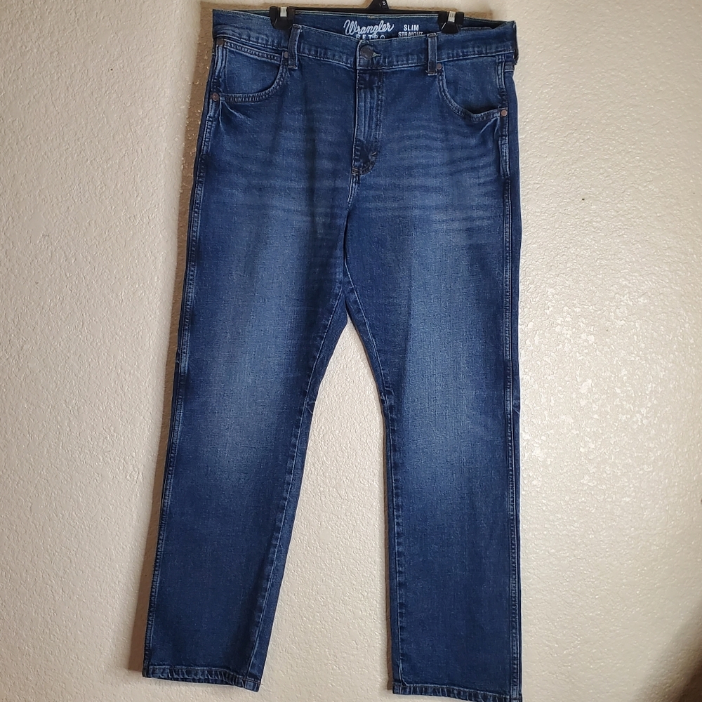Wranglers Retro Slim Straight Wide Pkt Cowboy Jeans Medium Wash 38X31 Tag 38x32